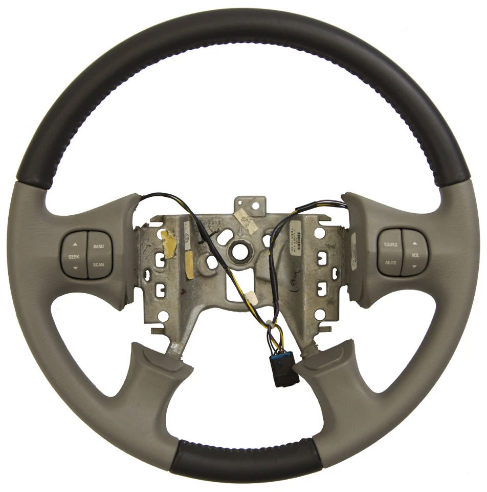 Volante Buick Rendezvous 2002-2007 couro cinza dois tons com interruptores de áudio - Imagem 1 de 4