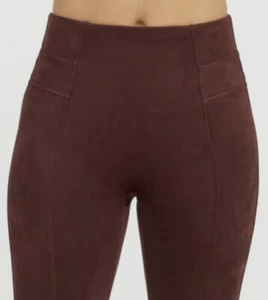 SPANX Faux Suede High Waisted LEGGINGS-Dark Terracotta-#20322Q-Small Petite-EUC! - Picture 1 of 10