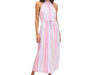 Herrliches Kleid Größe XS gestreift Maxi lang Neckholder ärmellos rosa bunt $ 228 - Bild 1 von 2