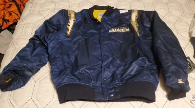超罕见复古 80 年代 STARTER SAN DIEGO CHARGERS 缎面夹克男式中号 — 第 1/4 张图片