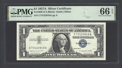 United States-Silver Certificate 1 Dollar 1957A Fr#1620 (CA Block) UNC Grade 66 - Image 1 of 2