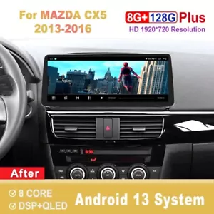 12.3 inch Screen Android Car Radio For MAZDA CX5 2013-2016 GPS CarPlay Head Unit - Picture 1 of 7