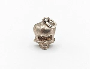 Vintage 925 Sterling Silver Skull Charm - Silver Jewellery Bracelet / Necklace - Picture 1 of 7