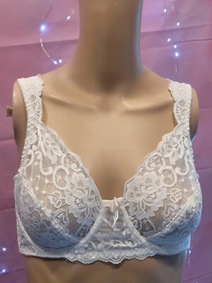 Sujetador de encaje con aros sin forro Claire's Rose blanco talla 34D Foto 1 de 4