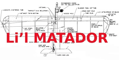 Model Airplane Plans (UC): Li'l Matador 27" Combat for .049/.051 by Rich Lopes - Image 1 of 3