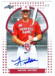 HUNTER WATSON "AUTOGRAPH CARD #2/2" LEAF SHOWCASE BASEBALL VAULT 2017