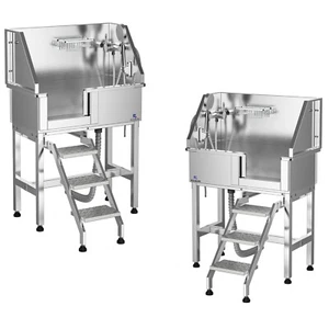 Roomark 34" Pet Grooming Bath Tub Dog Cat w/ Stair Wash Station Stainless Steel - Picture 1 of 17