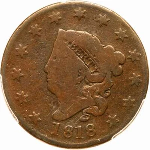 1818 N-2 R-4 PCGS G 4 Matron or Coronet Head Large Cent Coin 1c - Picture 1 of 3