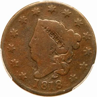 1818 N-2 R-4 PCGS G 4 Matron or Coronet Head Large Cent Coin 1c - Image 1 of 3