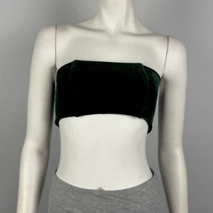 SJP Sarah Jessica Parker Size XS Crop Top Corset green Velour Boning Sleeveless - Photo 1/11