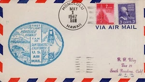FIRST FLIGHT HONOLULU FAM 30, HONOLULU, HI 1947 FDC19542 - Picture 1 of 2