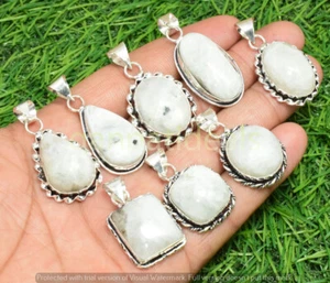 Rainbow Calsilica Gemstone Pendant 925 Silver Plated Wholesale 5pcs Jewelry Lots - Picture 1 of 1
