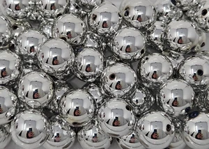 59 pcs Metallic Silver Plastic Pearls 18mm Large Round Rhodium Craft Beads - Picture 1 of 2