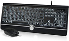 Wired Keyboard and Mouse Combo - Large Print Light Up Keyboard, Kopjippom USB Si