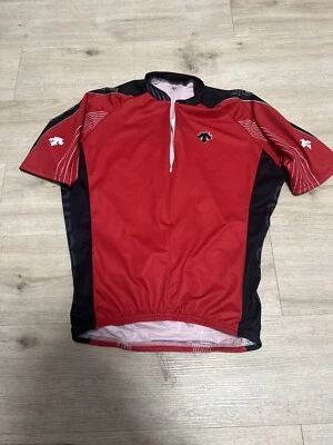 Camiseta deportiva de ciclismo Descente para hombre roja talla grande 3/4 cremallera resistente al sudor bicicleta Foto 1 de 4