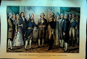 Currier & Ives Calendar Topper 1976 First Meeting of Washington & Lafayette - Picture 1 of 1