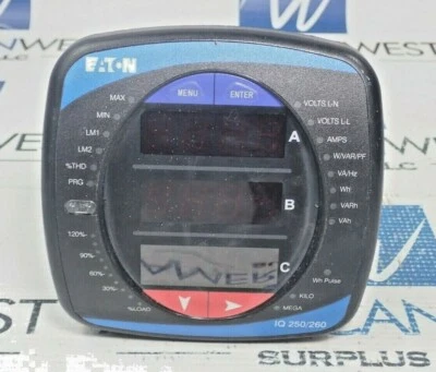 EATON IQ250MA651114 METER DISPLAY IQ250  60HZ 5A 69-480V AC/DC - Image 1 of 4