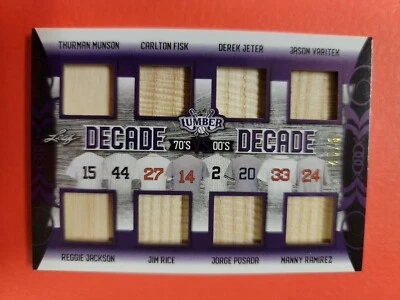 TARJETA DE MURCIÉLAGO DEREK JETER REGGIE JACKSON MUNSON POSADA FISK ARROZ VARITEK MANNY #d8/12 Foto 1 de 3