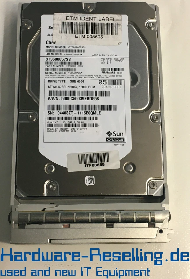 Sun 600GB 15k SAS 3,5" HDD ST360057SSUN600G 542-0166-01 390-0463-04 350-1386-04 - Bild 1 von 1