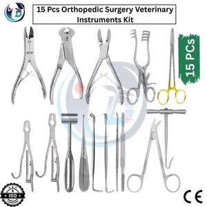 15 Pcs Orthopedic Surgery Veterinary Instruments Kit German Grade Surgical Set - Picture 1 of 7