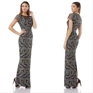 New! JS COLLECTIONS ~Size 10~ Metallic Floral Embroidered Gown Dress Retail $365 - Picture 1 of 6