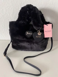 Mini Bolso de Mano Juicy Couture Calentamiento con Corazón y Corona Dije Imitación Piel Regaliz - Imagen 1 de 13