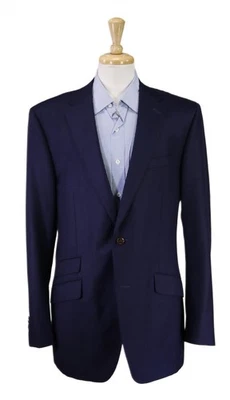 Sartoria Ambrosiana Su Misura Navy Blue Wool Fleece Blazer Jacket 42L - Image 1 of 4