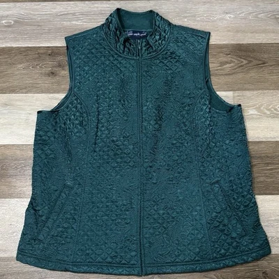Chaleco acolchado estilo Susan Graver para mujer talla XL sin mangas acolchado verde esmeralda Foto 1 de 4