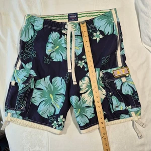 VTG Y2K Abercrombie & Fitch Tugger Swim Trunks Men Sz L Blue Hawiian Moose Logo - Picture 1 of 16