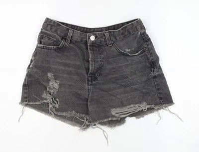 Topshop Grey Women's Cut-Off Denim Shorts Size 8 - Image 1 of 4