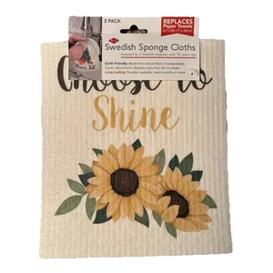 2 RITZ Swedish Sponge Cloth Sunflowers Choose To Shine 6.7”x8” Eco Friendly NWT - Picture 1 of 6
