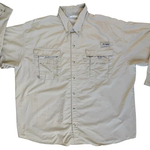 Columbia PFG Khaki Fishing Shirt Men 3X Vented Long Sleeve Relaxed Fit Casual - Picture 1 of 17