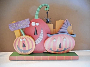 Holz Kürbis Jack-O-Laterne Halloween Herbst Tischdeko - Bild 1 von 5