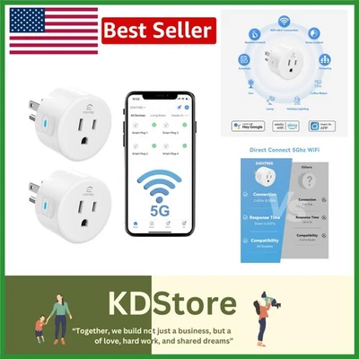 Paquete de 2 enchufes inteligentes WiFi, 5 GHz y 2,4 GHz, control remoto, compatible con voz, Ener... Foto 1 de 4