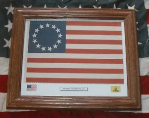 Framed Revolutionary War Flag,  13 Star American Flag, 1776 Betsy Ross Flag - Picture 1 of 1