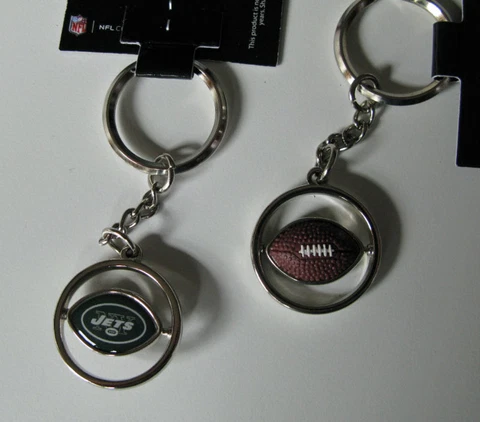 NEW NY YORK JETS RUBBER FOOTBALL SPINNER KEYCHAIN RING Cover