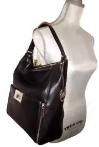 Michael Kors Sloan Women's MK Large Shoulder Bag Black Leather Silver 38H4XSLL3L - Picture 1 of 12