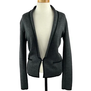 Ann Taylor LOFT Women's Size Small Charcoal Cotton Blend Loose Open Knit Jacket - Picture 1 of 12