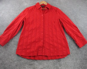 Maggie T Shirt/Blouse 12 LongSleeve Button Collared Ribbed Cotton Stretch - Picture 1 of 13