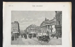 Brussells The New Boulevard Anspach and Palais de la Bourse c1887 - Foto 1 di 2