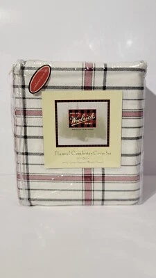 WOOLRICH 3 PEÇAS CONJUNTO COMPLETO/RAINHA FLANELA EDREDOM DUVAY CAPA XADREZ VERMELHO/PRETO - Imagem 1 de 4