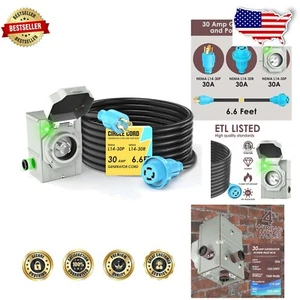 Compact 30 Amp Generator Extension Cord & Inlet Box - Safe, Easy, and Durable - Picture 1 of 10