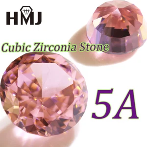 Round Crushed Ice Pink CZ Stone AAAAA Papara Cha 5A Loose Cubic Zirconia Jewelry - Picture 1 of 7