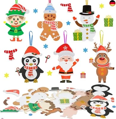 DKINY 12 Weihnachten Bastelset Kinder DIY Schneemann Santa Pinguin Lebkuchenmann