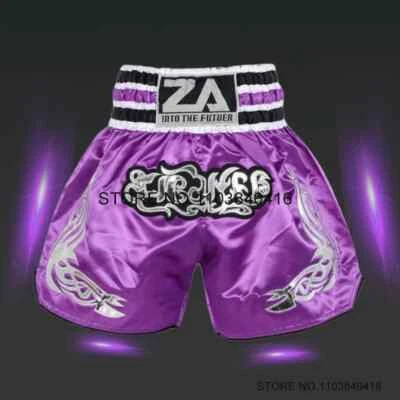 Pantalones Cortos de Boxeo Muay Thai Púrpura Mujeres Hombres Niño Bordado Kickboxing Foto 1 de 4