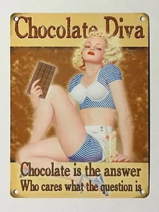 Chocolate Diva SML - Tin Metal Wall Sign - Foto 1 di 1