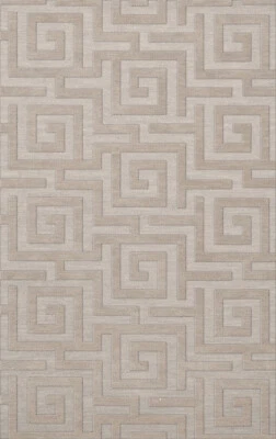 Ivory Transitional Hand Hooked Squares Curls Blocks Area Rug Geometric DV13 - Image 1 of 2