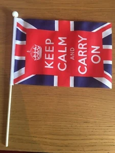 KEEP CALM UK Pack of 12 medium Hand Flags 9" x 6" 22cm x 15cm FLAG - Picture 1 of 1