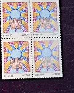 BRAZIL 1985 EUCHARISTIC CONFERENCE S2010 BLOCK OF 4 MNH - Picture 1 of 3