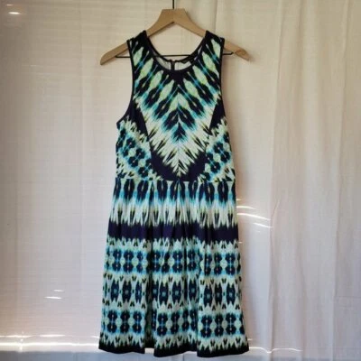 Felicity & Coco Blue White Design Sleeveless Knee Length Short Dress Women's L - Image 1 of 4